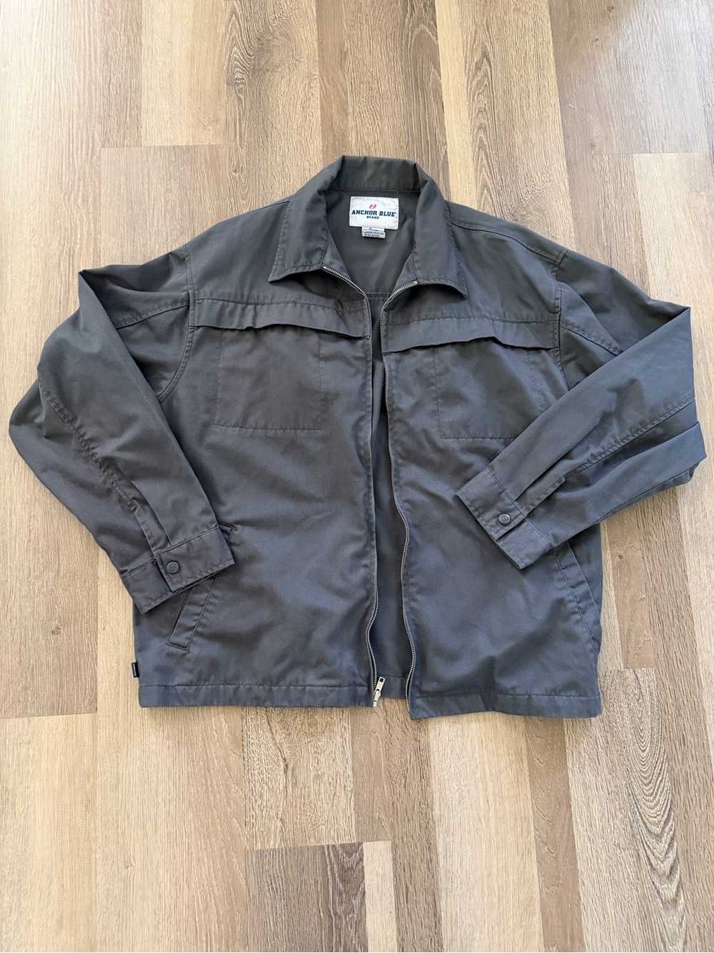 Vintage Anchor Blue Men's Gray Utility Jacket Y2K